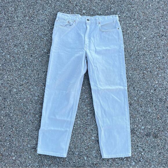 Vintage 90s Levi’s 550 relaxed fit beige jeans 38x30 - Picture 2 of 10